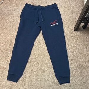 Hollister Navy Joggers with Red Logo